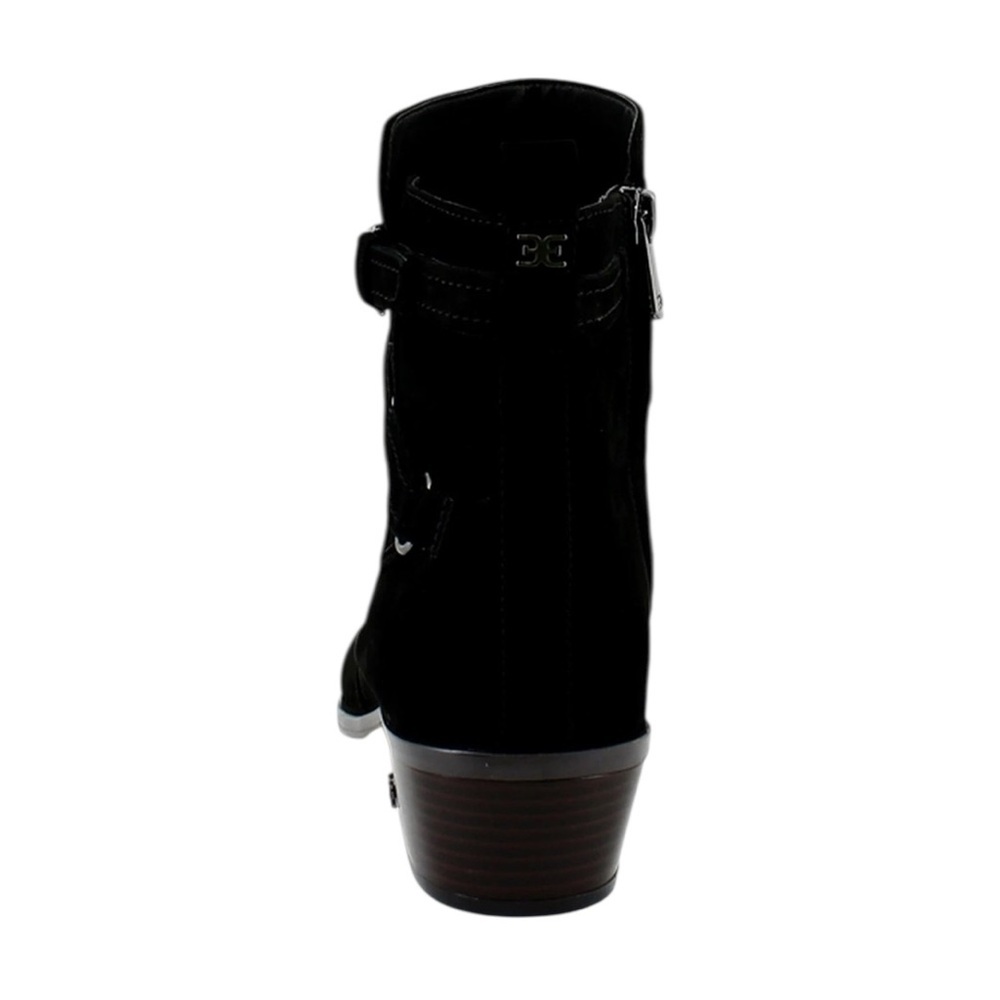Sam Edelman Patty Black Suede Leather Ankle Boots Zip Buckle Boots 6M / 7.5M - Picture 12 of 13